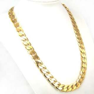 24k yellow gold filled mens necklace 24 curb chain 106g GF jewelry 