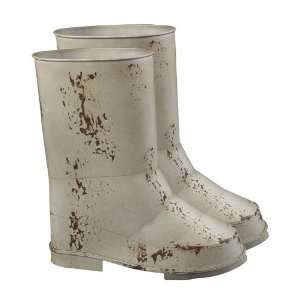  Boot Distressed Country Cream Planters (Set Of 2) 128 1019 