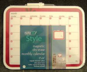 NEW PINK MAGNETIC DRY ERASE MONTHLY CALENDAR 11 X 14  