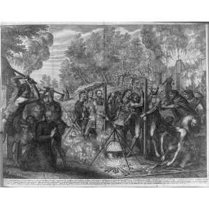Murder of the missionaries by the Indians,Historiae Canadensis,Canada 