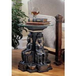  Ramses II Egyptian Sculptural Glass Topped Table
