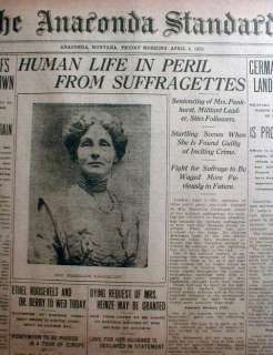 1913 newspaper Womens Suffrage leader PANKHURST display  