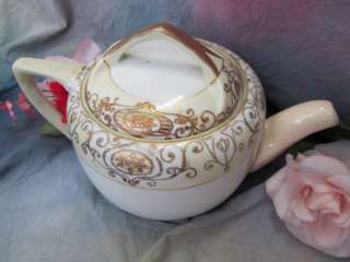 NIPPON gold beaded TEA POT luster ware HAND Painted  