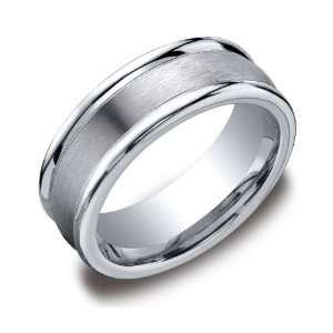 com Mens Cobalt 8mm Comfort Fit Wedding Band Ring with Satin Center 