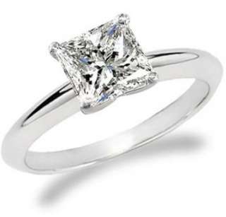   STERLING SILVER PRINCESS SQUARE CUT CZ ENGAGEMENT WEDDING RING  
