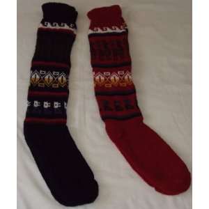  2 pairs SOCKS 30% ALPACA 70% BLEND navy blue and red made 