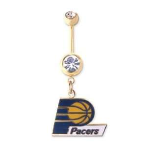  Indiana Pacers 316L Stainless Steel Belly Ring with Cubic 