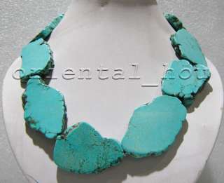 Huge 17.5 35x50mm Baroque Blue turquoise Necklace  