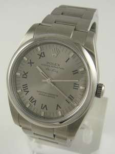 ROLEX AIR KING OYSTER PERPETUAL MENS STAINLESS STEEL SILVER DIAL 