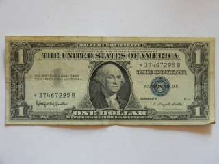 1957B One Dollar Silver Certificate Blue Seal Star * Note in Very Good 