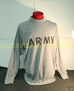 US ARMY Grey Army PT LONG SLEEVED T Shirt MEDIUM NICE  