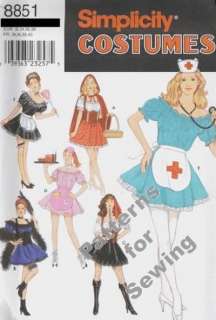 Pattern Sewing Simplicity Woman Halloween Costume Nurse Waitress Size 