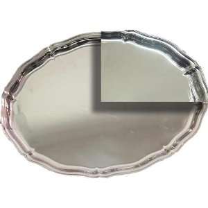 Oval Tray, Decorative Silver Plated, Border Design. Heavy Duty. 19 x 