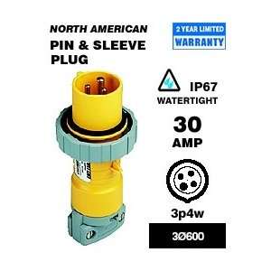  Leviton 430P5W Pin & Sleeve Plug 30 Amp 600 Volt 3 Phase 