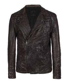 Drought Leather Biker Jacket, Men, Leathers, AllSaints Spitalfields