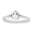   White Gold Geniune Jan   Dec Diamond & Birthstone Ring Pick Your Size