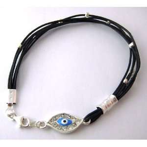  Silver Evil Eye Bracelet with Sparkling Swarovski Stones 