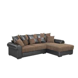  Sofa Sectional L Shaped Bonded Leather   Chocolate Color 