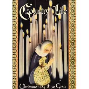  1934 Cover Country Life Christmas Madonna Mary Candles 