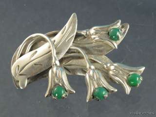 FINE VINTAGE MEXICAN 950 SILVER TULIP FLOWER BROOCH PIN TAXCO SIGNED 