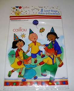RARE PACKAGE OF 8 CAILLOU PARTY LOOT BAGS ~ SARAH LEO ROSIE CLEMINTINE 