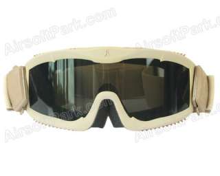 Tactical Anti fog Full Set Goggle Glasses with 3pc of Lens Tan  