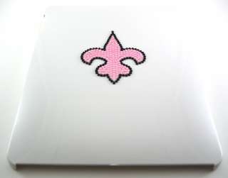 NEW iPad White Case Pink Crystal Saints Fleur De Lis  