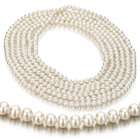  Pearl UniquePearl 6.5 7mm White Freshwater Cultured Pearl Necklace 