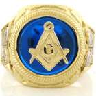   Liquidation 10k Gold Two tone Mens Synthetic Sapphire Masonic Ring