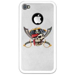   or 4S Clear Case White Pirate Skull with Bandana Eyepatch Gold Tooth
