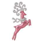 Raz 7 Pink and Silver Glitter Jumping Reindeer Christmas Ornament
