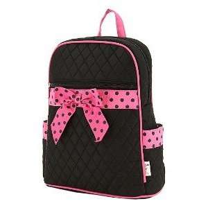  Pink Black Polka Dot Quilted Microfiber Backpack Back Pack 