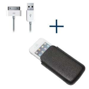 iGet (TM) Slim Leather Case + Sync Cable for iPod Touch & iPhone 4 4S 