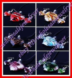 Wholesale 24set murano glass pendant necklace+earring  