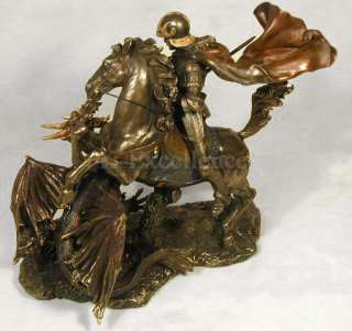 ST GEORGE SLAYING THE DRAGON Statue Sculpture Bronze  