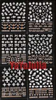 This listing is for 6 Random sheets of 3D Nail Art Decals Stickers.