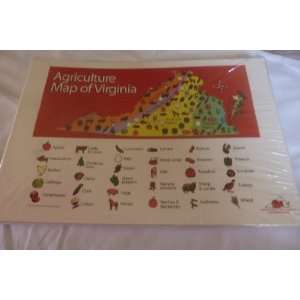  Agriculture Map of Virginia Set of 25 Placemats 