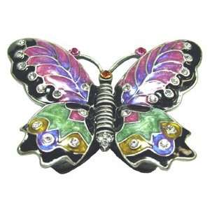    Colorful Black Butterfly Bejeweled Trinket Box 