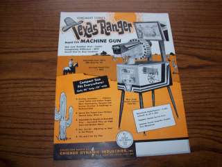 CHICAGO COIN TEXAS RANGER RIFLE ARCADE GAME FLYER 1963  