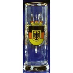  German Glass Beer Mug with Germany Eagle Crest