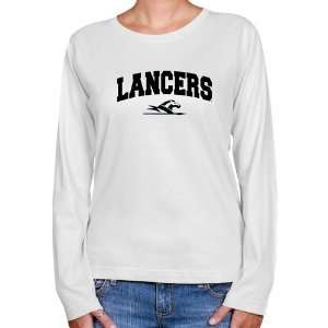 Longwood Lancers Ladies White Logo Arch Long Sleeve Classic Fit T 