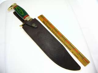 10 Blade Pakkawood Handle Bowie Knife w Leather Sheath  