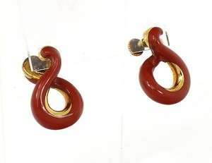 VINTAGE TIFFANY & CO. 18K & HAND CARVED CORAL EARRINGS  