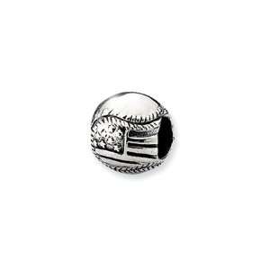  Sterling Silver USA Flag Baseball Charm Jewelry