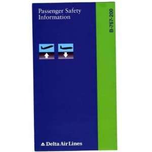 Delta Airlines B 767 200 Safety Card 1995