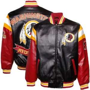  Washington Redskins Black Pleather Varsity Full Zip Jacket 