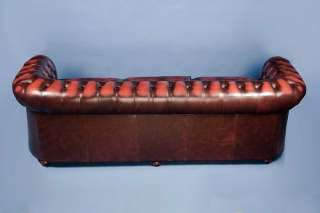 English Leather Chesterfield Sofa Couch Antique Style Four Seat  