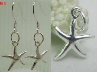   925 Sterling silver Charm Starfish Shape Pendant /Earrings sa563,se255