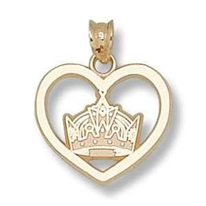  Los Angeles Kings NHL Crown Logo Heart Pendant (Gold 