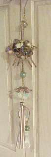FLYING PIG WIND CHIMES  COPPER/BRASS  STONES  